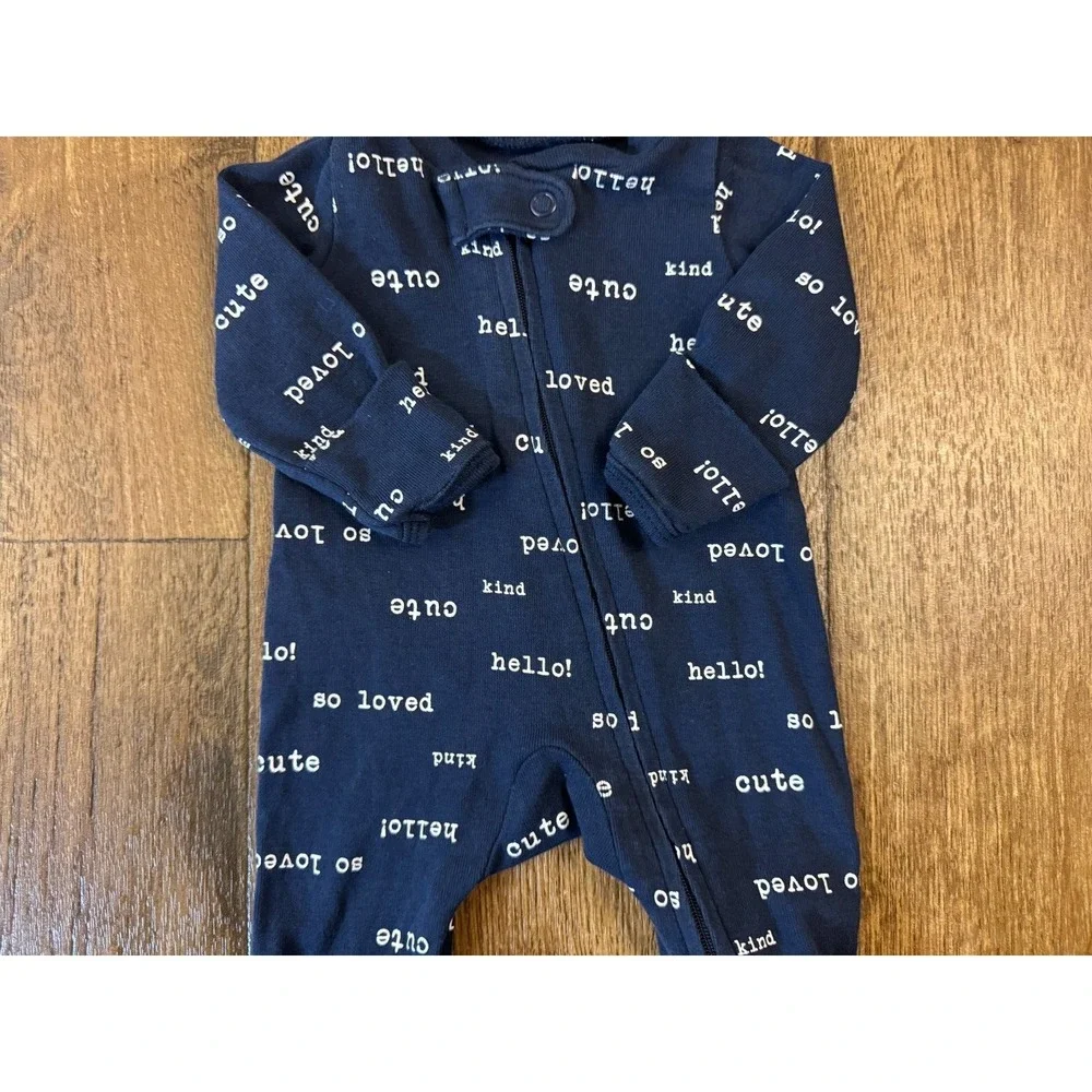 Carters Preemie Baby Boy Sleeper Zipper Navy Blue So Loved Outfit Romper Cotton